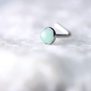 soft jade green opal nose piercing 20gauge New!